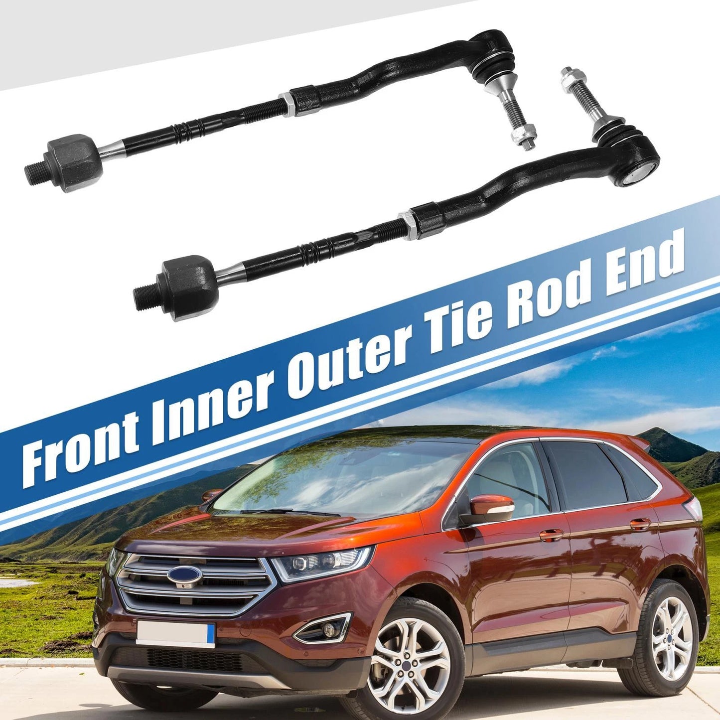 4 x Front Inner Outer Tie Rod End Links for Ford Lincoln (2010-2019)