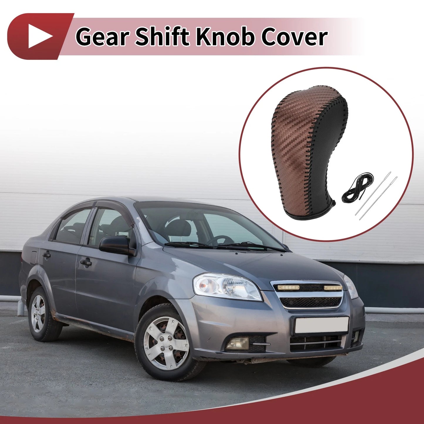 Gear Shift Knob Cover Brown Carbon Fiber for Chevrolet Cruze (2008-2019)