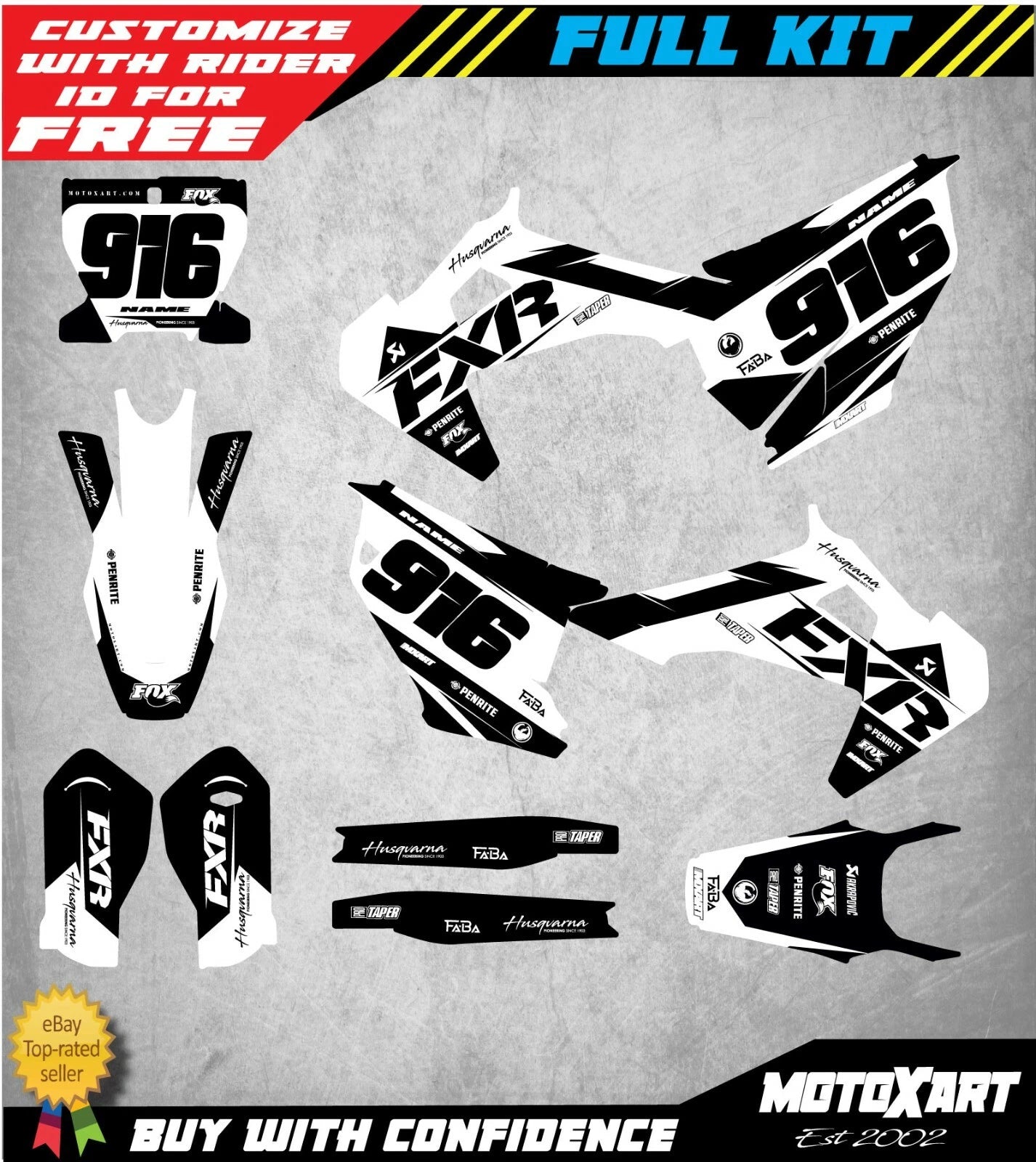 Custom Decal Kit for Husqvarna TC 2019-2020 BURN STYLE Stickers
