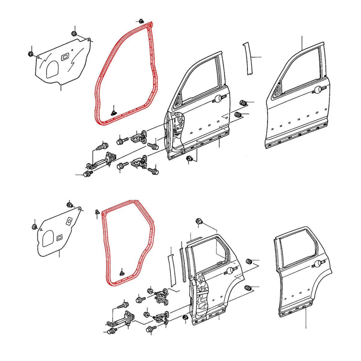 Front Rear Door Weatherstrip for Honda CR-V EX RD5 RD7 2002-2005