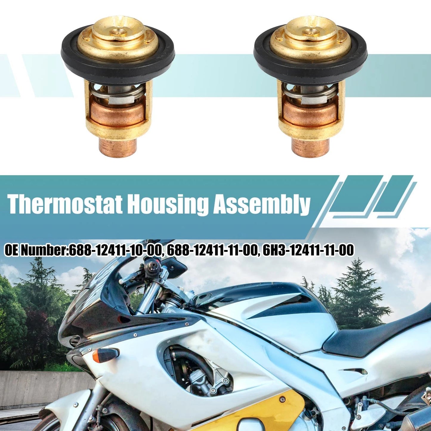 2 x Car Engine Coolant Thermostat Housing Assembly for Yamaha