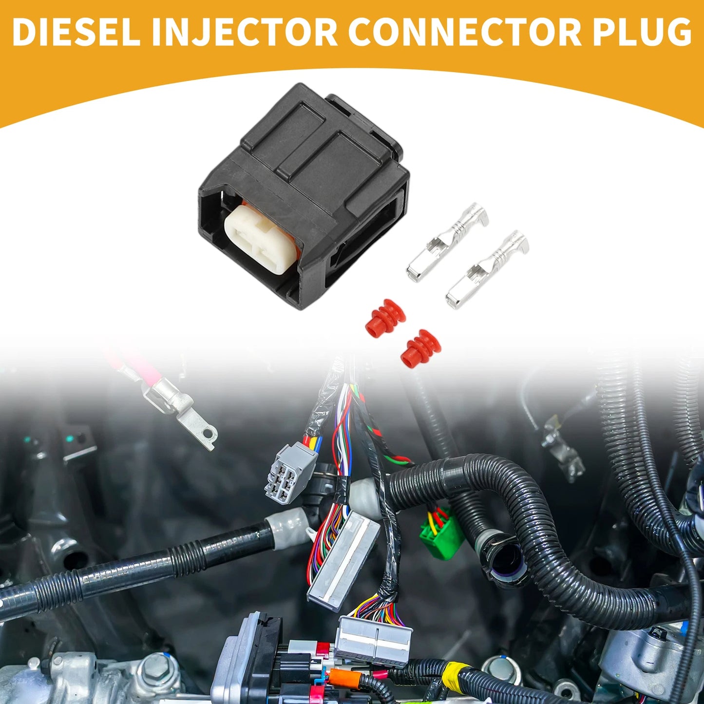 2 x Pin Diesel Injector Connector Plug Plastic Black for Toyota