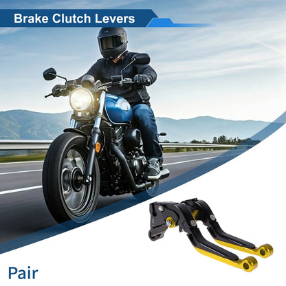Brake Clutch Levers Adjustable Short Long Black Gold Tone for Kawasaki ZZR600