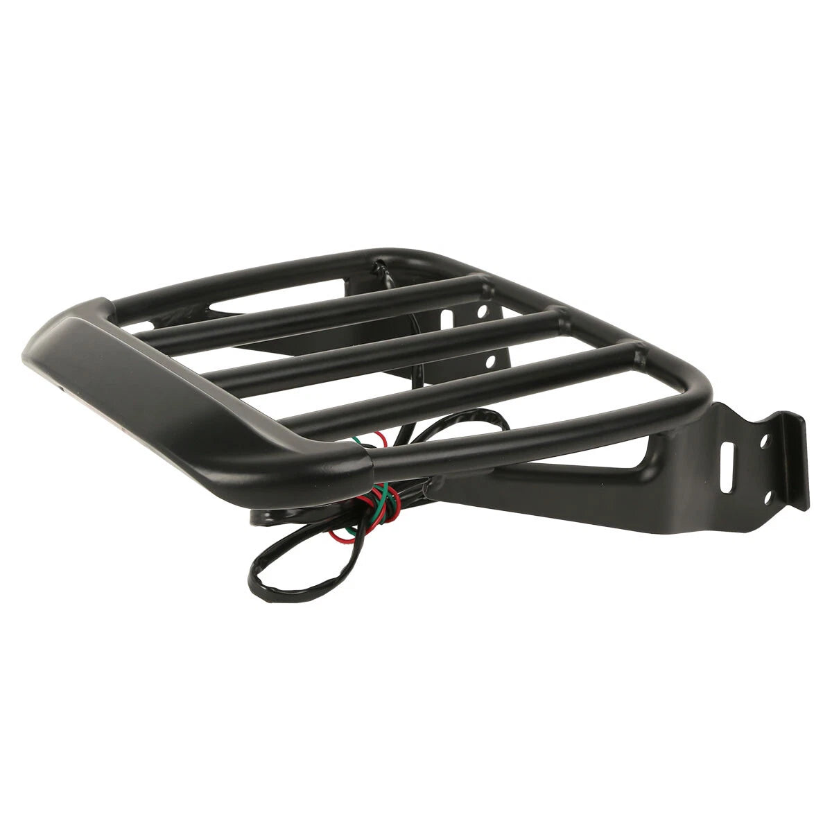 Black Two-Up Detachable Luggage Rack with LED Light for Harley Softail (1984-2005)