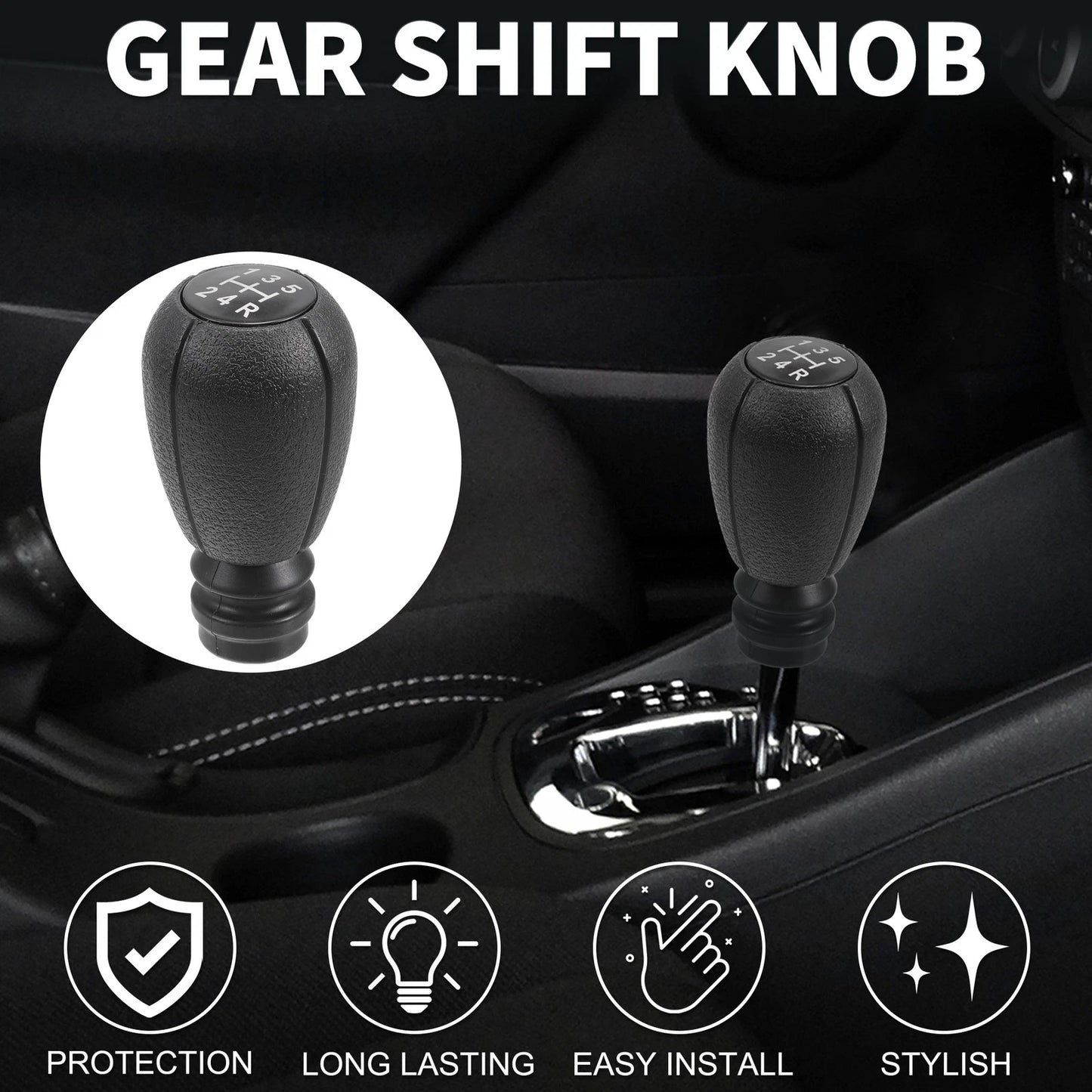 5 Speed Manual Gear Shifter Knob for Peugeot 306 (1994-2002) Black White