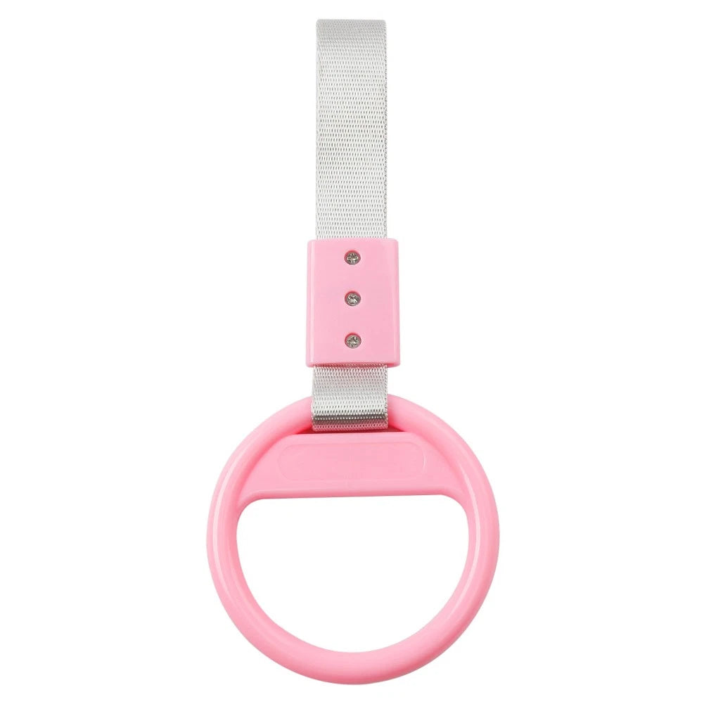 PVC Plastic Round Ring Handle Strap for Train Bus - Silver & Pink