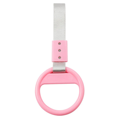 PVC Plastic Round Ring Handle Strap for Train Bus - Silver & Pink