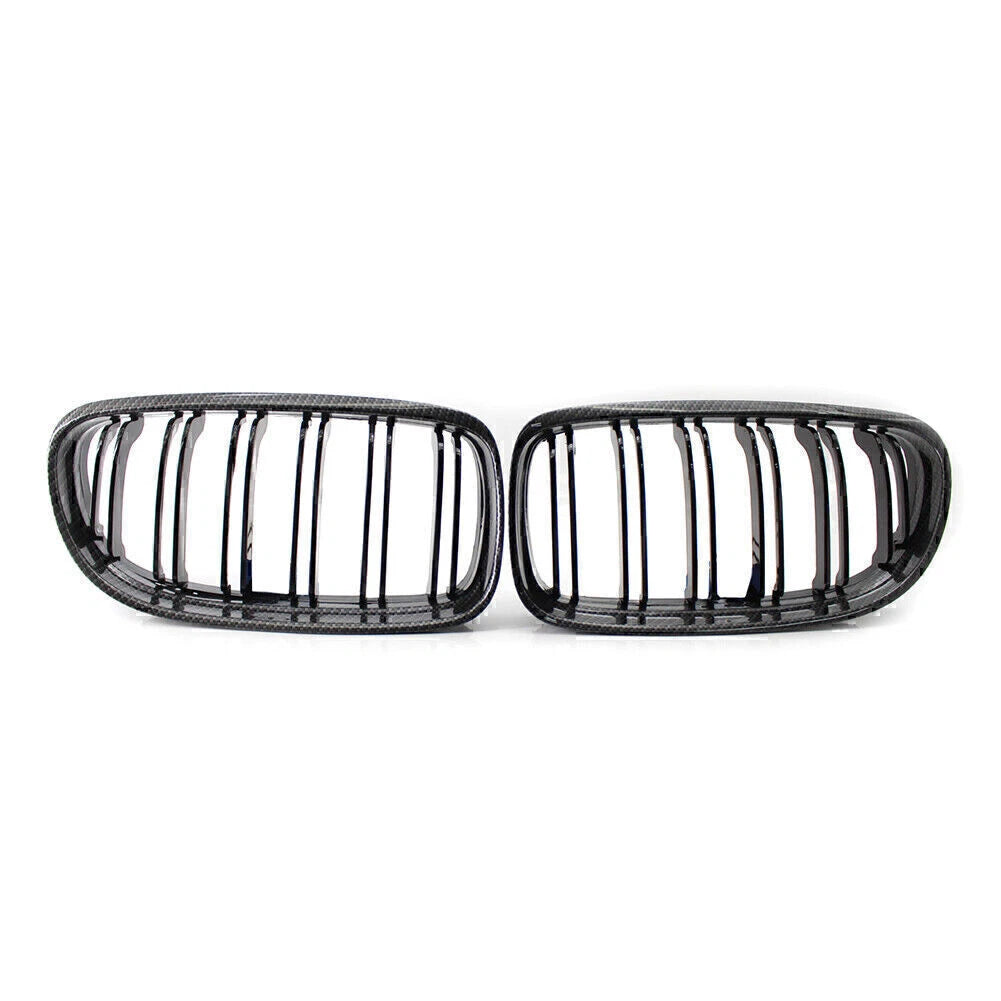 Carbo & Black Double Slat Front Kidney Grille for BMW E90 E91 325i 328i 335i (09-12)