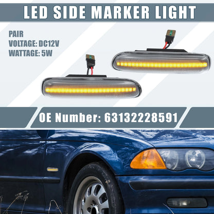 LED Side Marker Amber Light  Clear Lens for BMW 325i 330i E46 (2001-2006)