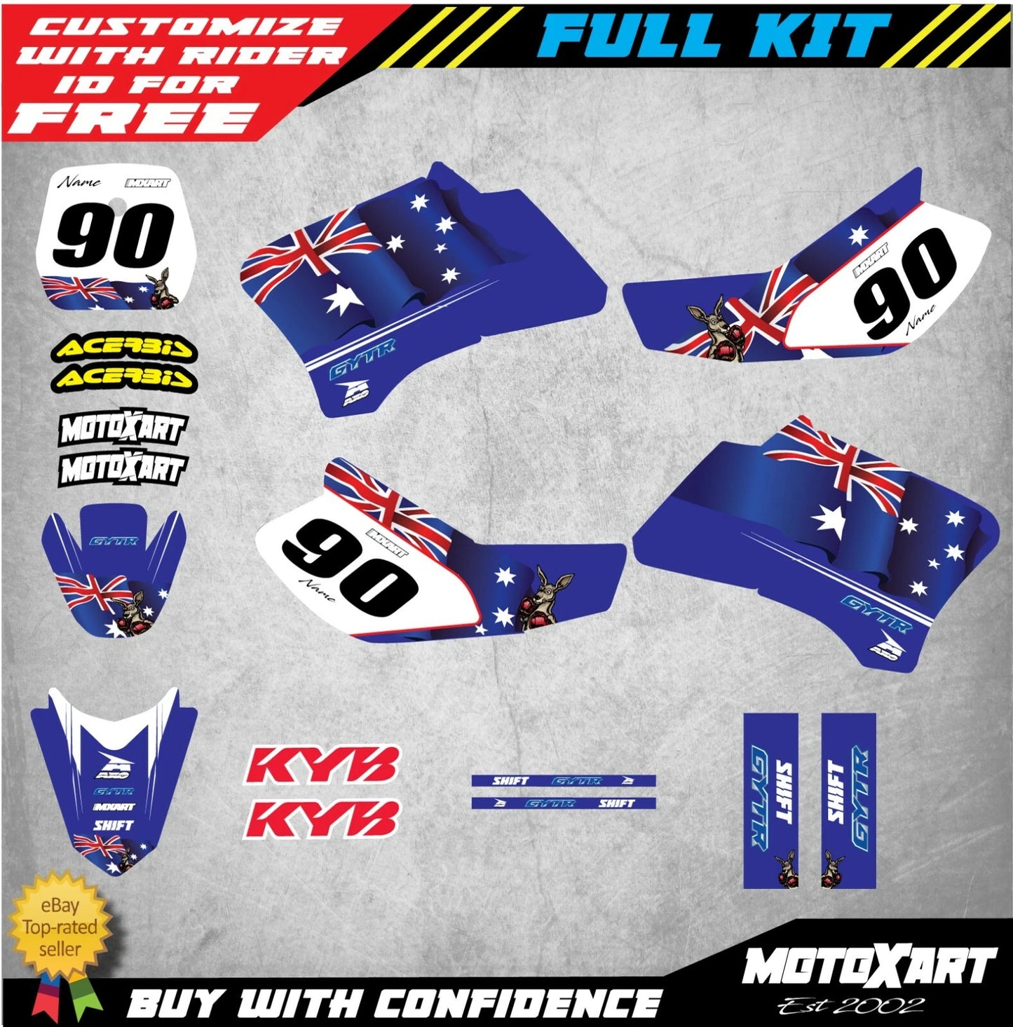 Custom Graphic Kit AUSSIE STYLE for Yamaha TTR 90 Decals Stickers