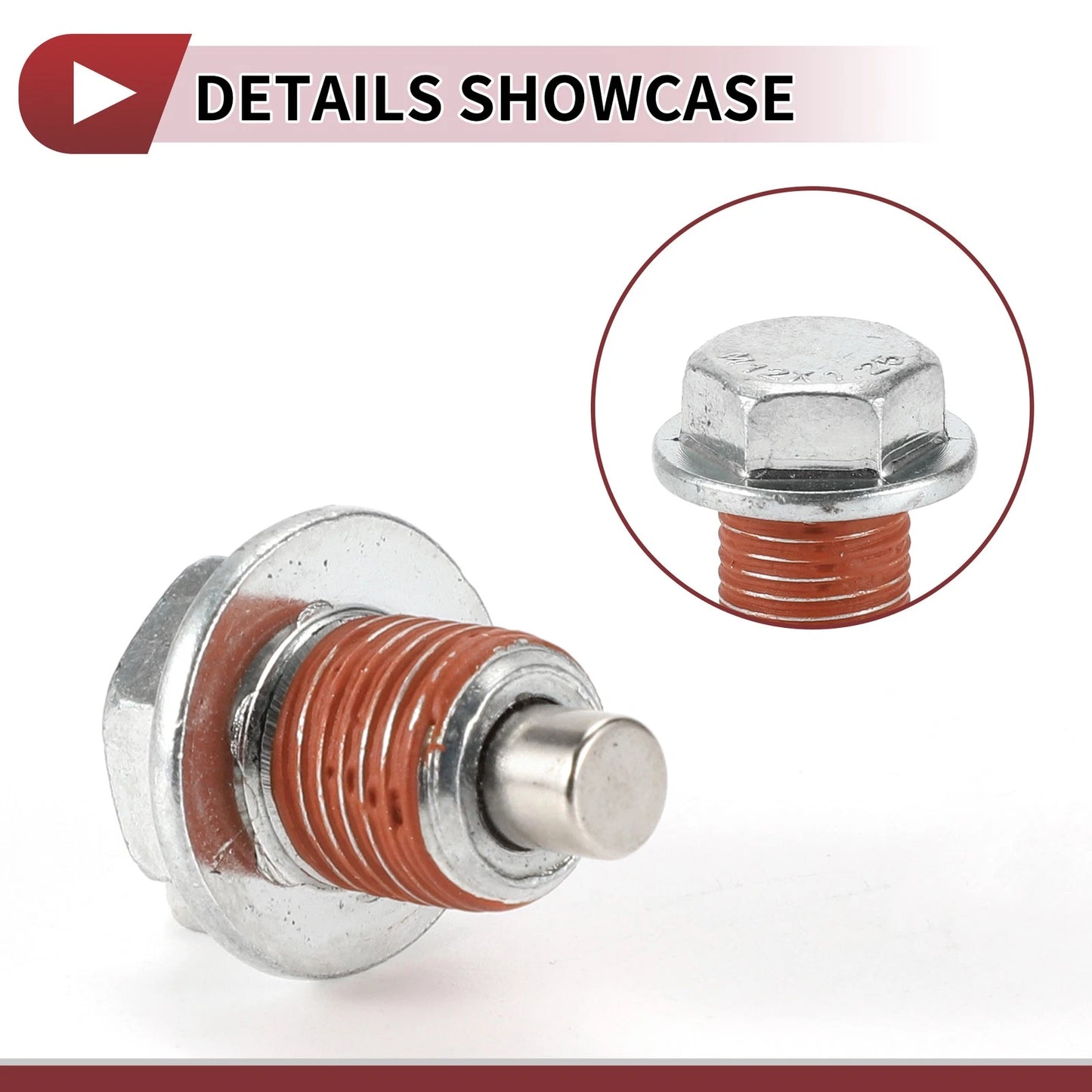 1 Set Metal Oil Drain Plug for Nissan Infiniti Red Silver Tone