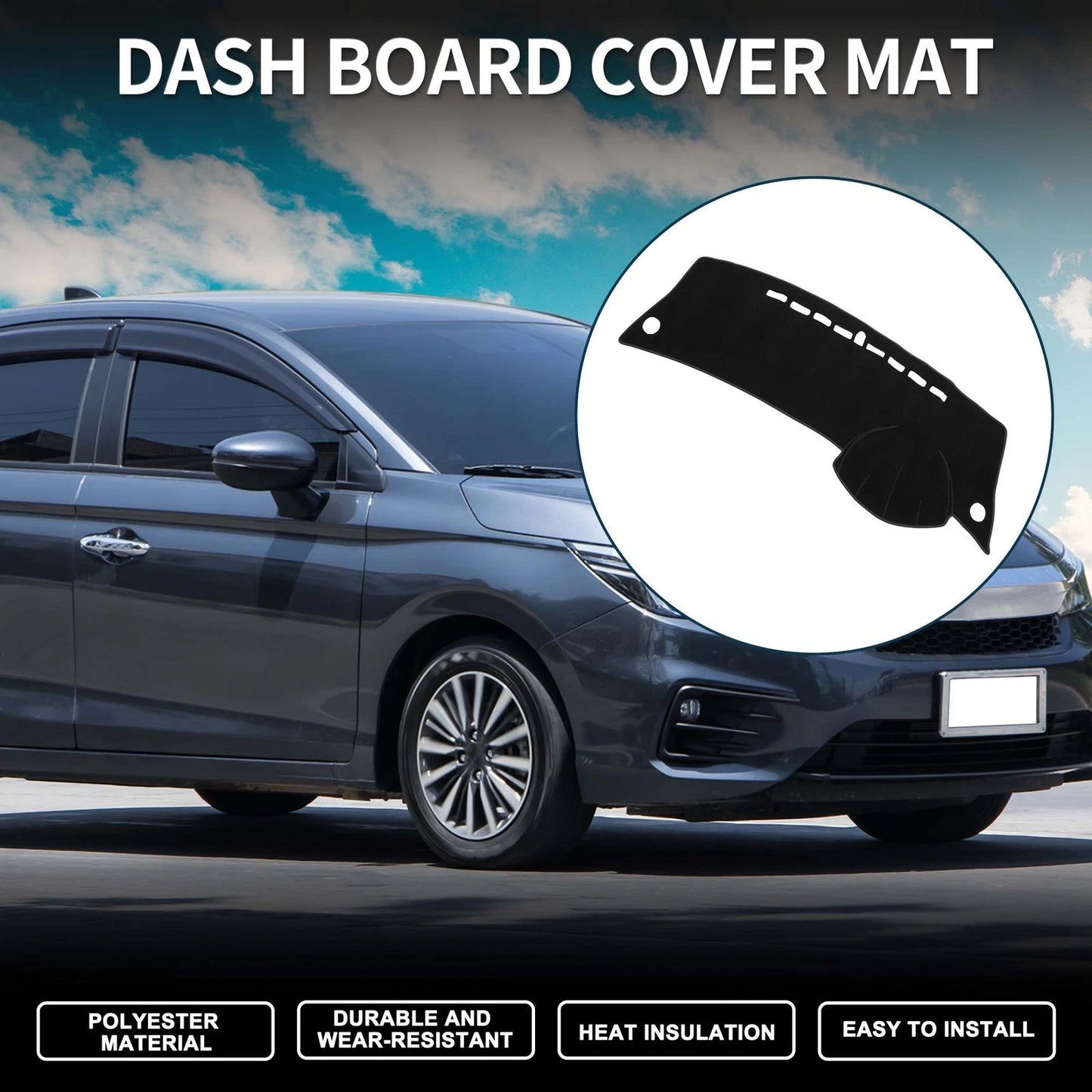 Dashboard Cover Mat for Honda City Grace 2008-2013 Sun Protector Black
