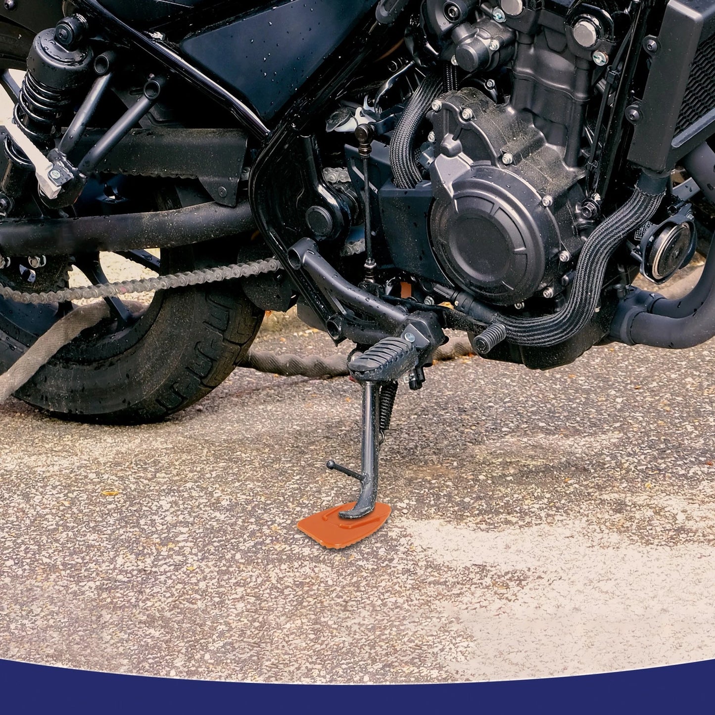 Kickstand Support Plate Pad 2 x Orange Side Stand Extension Pad for Motorcycle