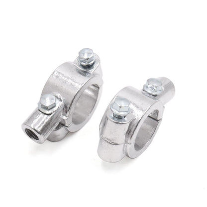 2 x 9mm Thread 1in Handlebar Mirror Holder Clamp Adaptor Silver Tone