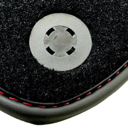 Black Floor Mats for Ferrari Roma (2021-2024) - AutoWin Brand with Red Alcantara