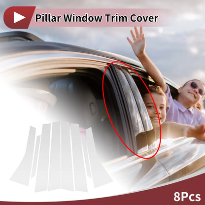 8 Pcs Car Door Pillar Window Trim for Honda Stream RN6-RN9 (2007-2014) Silver