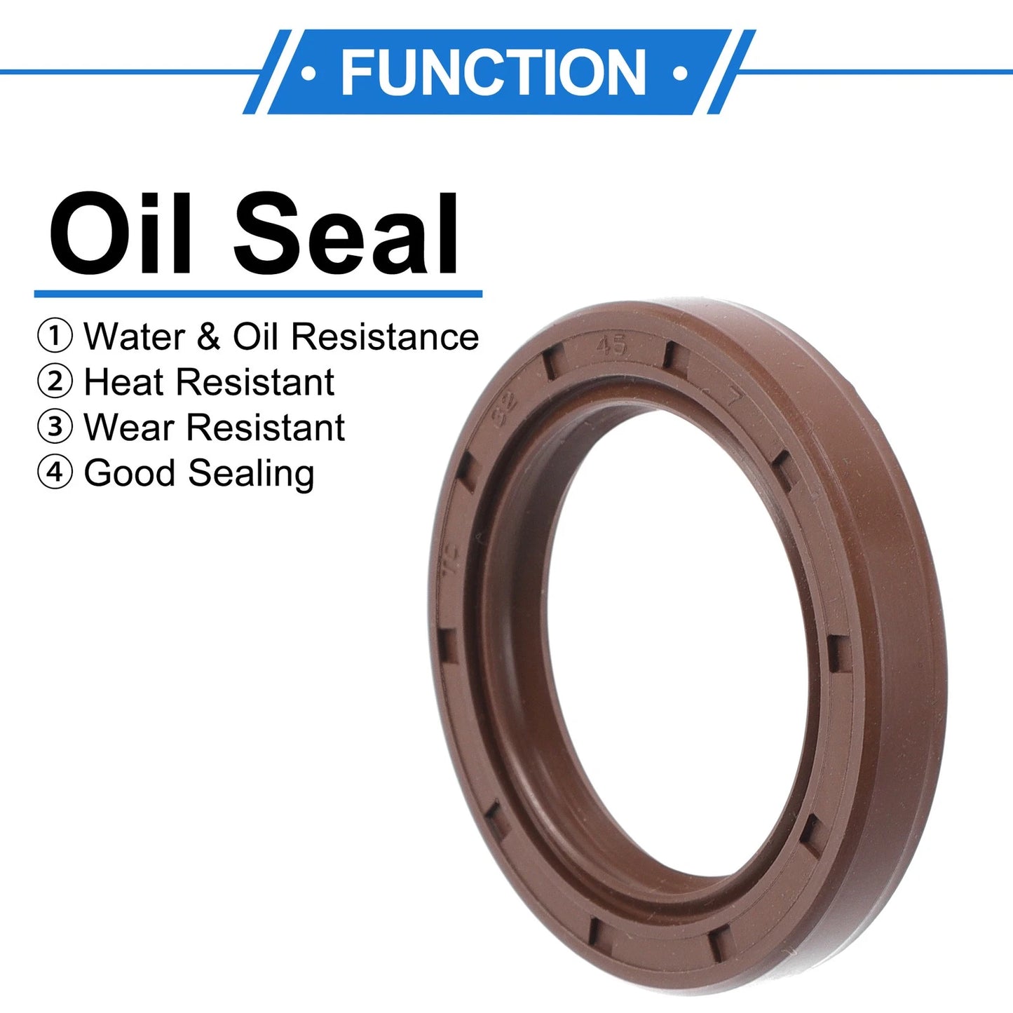 Oil Seal / 32x45x7mm / 2 x Seal Ring Rotary Shaft Seal FKM Brown for Make Model