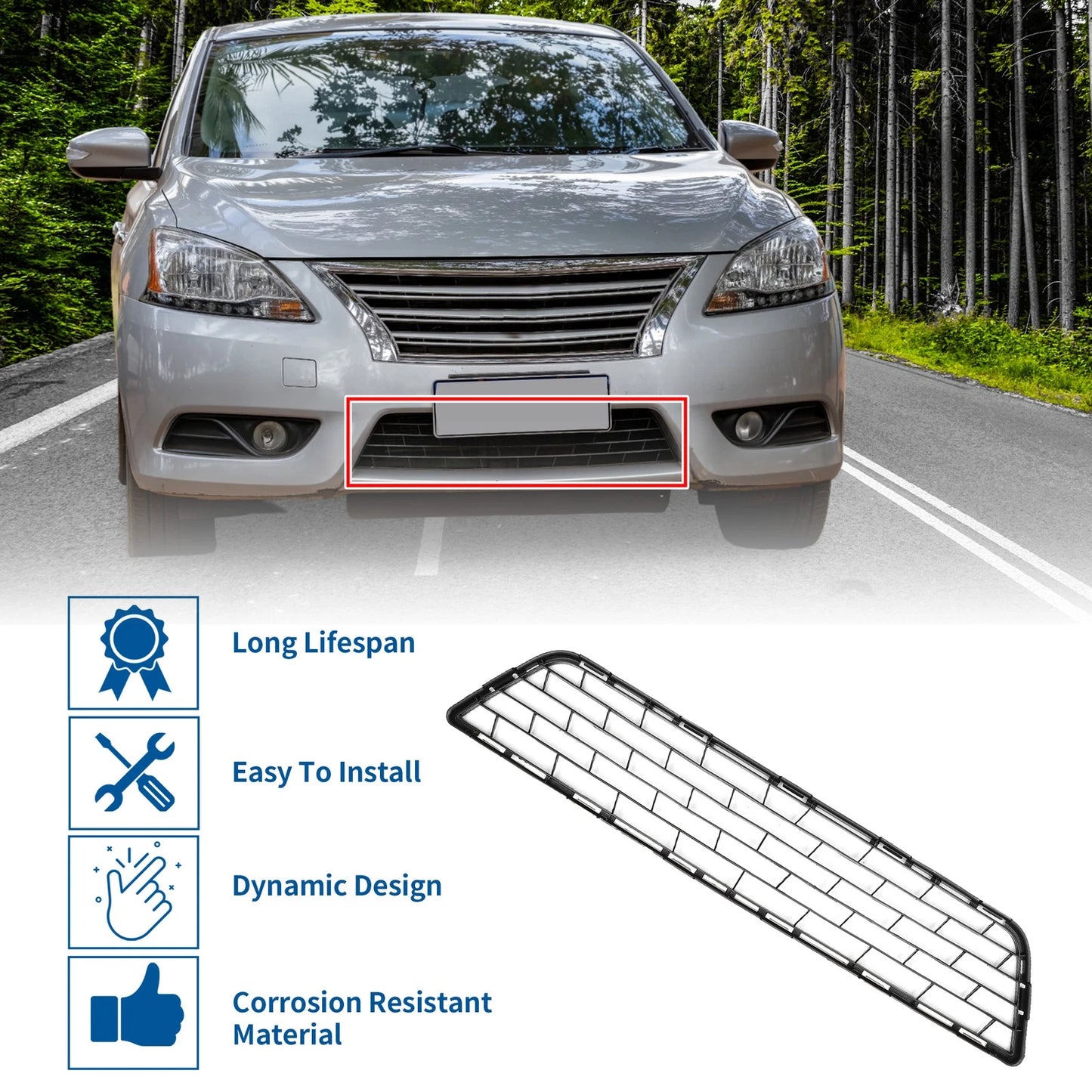 Front Lower Bumper Grille for Nissan Sentra (2013-2015)