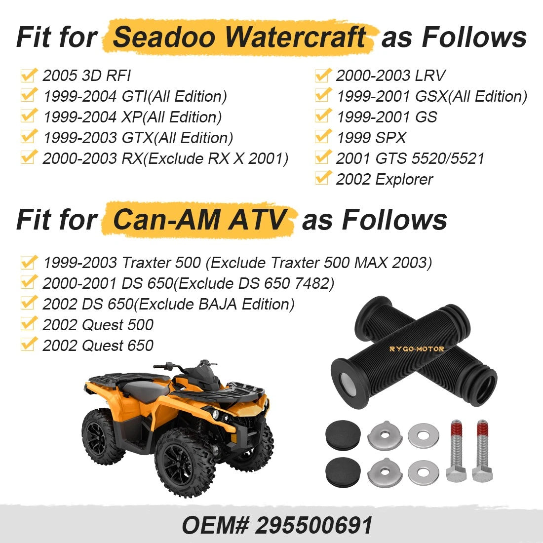2x Handle Grip Kit for Can-am Traxter 500 DS 650 Quest 500 Quest 650