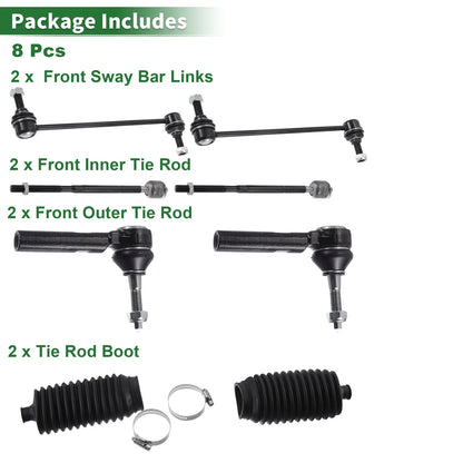 8pcs Front Suspension Kit Tie Rod End Sway Bar Link for Dodge Journey