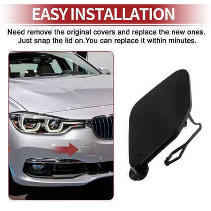 Front Car Bumper Tow Hook Cover for BMW 320i (2016-2018) - Black 1 x Cover