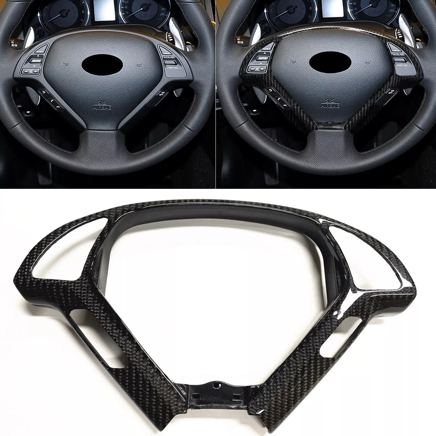 Steering Wheel Trim for Infiniti G37 EX37 G25 Q40 Carbon Fiber (2007-2015)