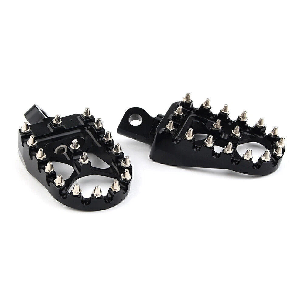 Wide Black Foot Pegs MX Style for Harley Dyna Sportster Iron 883 Fatboy (2004-2023)