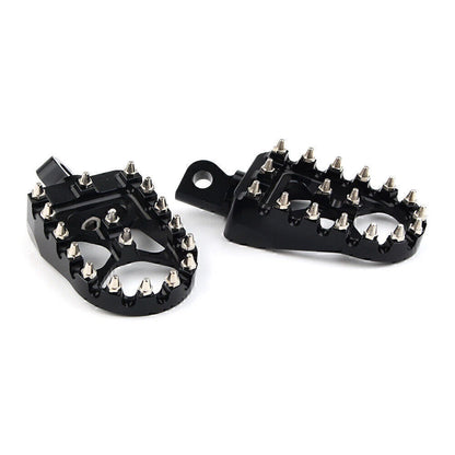 Wide Black Foot Pegs MX Style for Harley Dyna Sportster Iron 883 Fatboy (2004-2023)