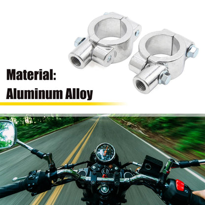 2 x 10mm Thread 1in Motorcycle Handlebar Mirror Holder Clamp Adaptor