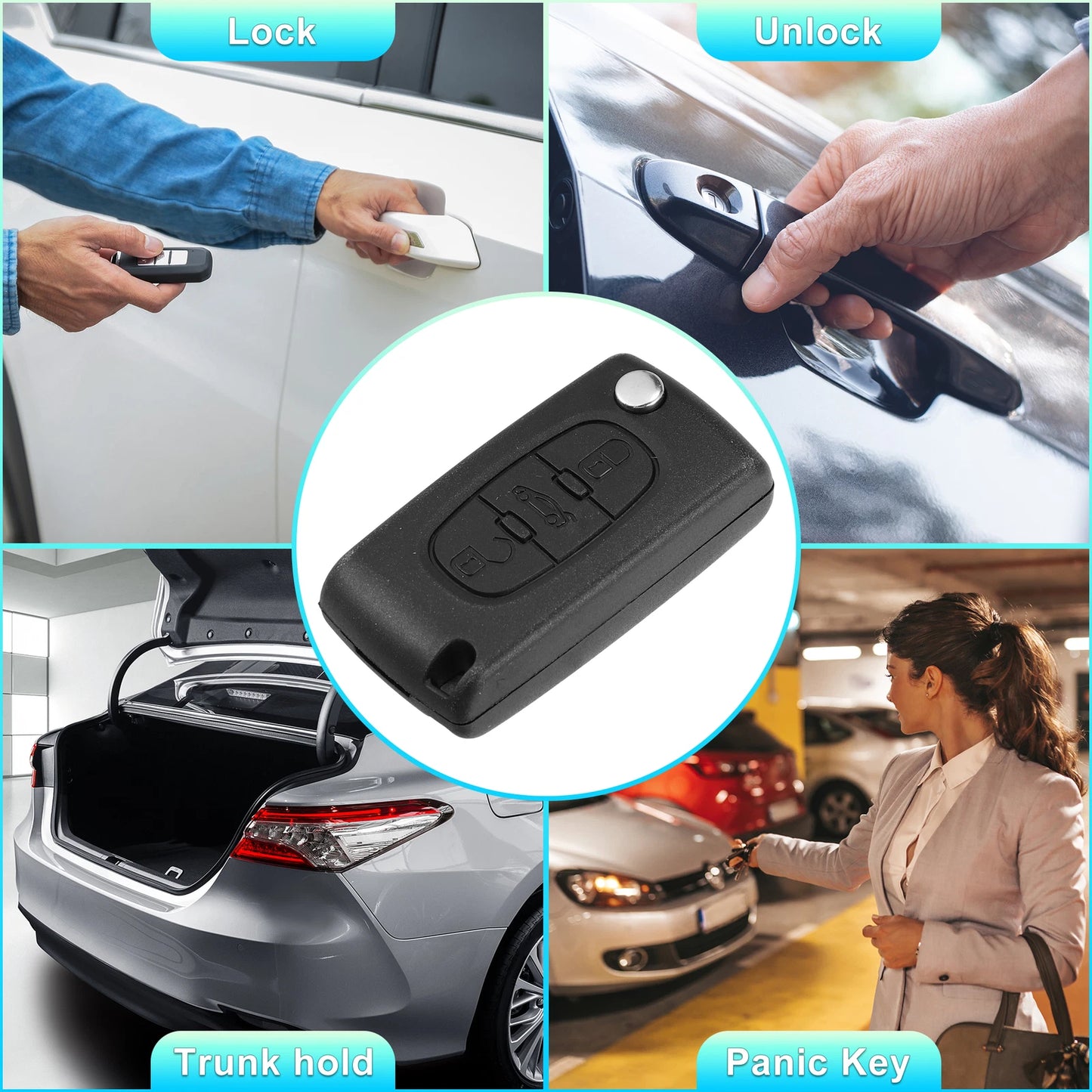 3 Button Keyless Entry Remote Key Shell for Citroen C2, Peugeot (2003-2010)