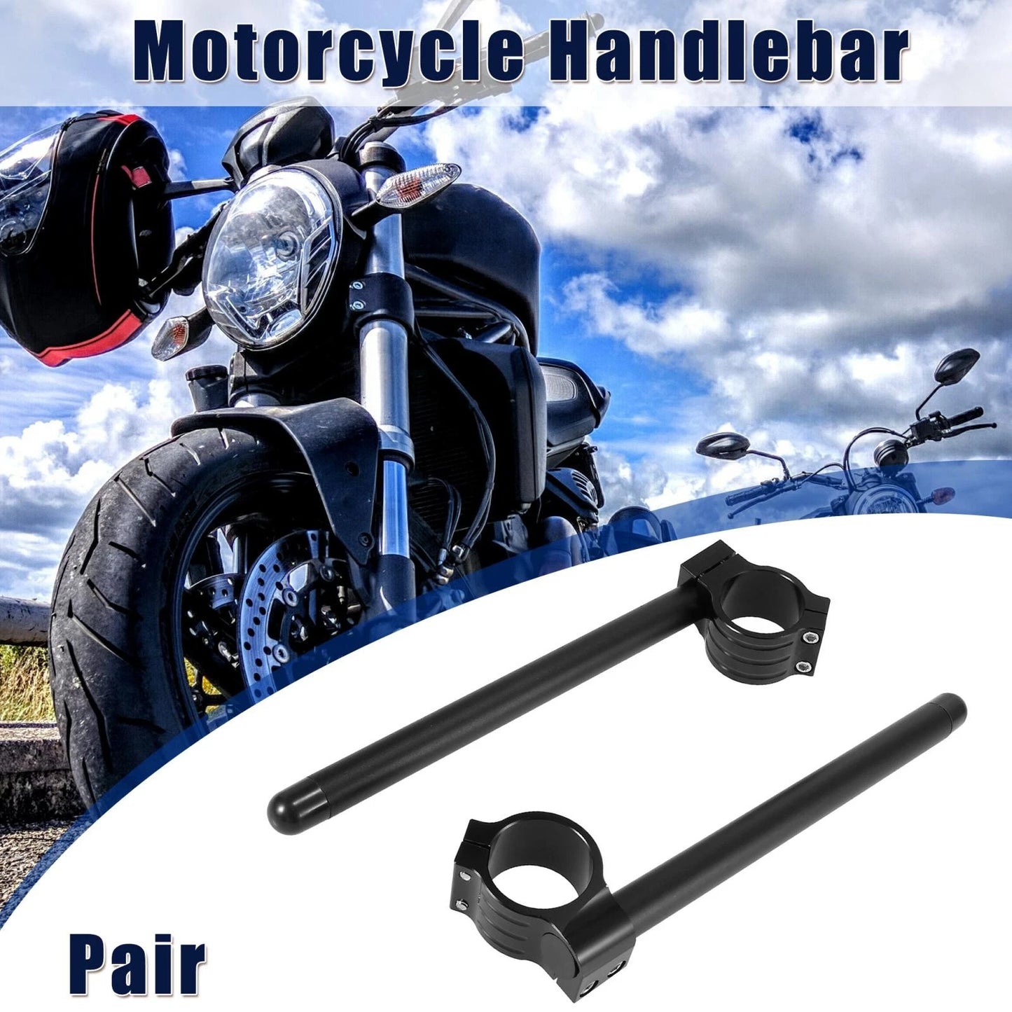 1 Pair 46mm Handlebar Clip Ons for Motorcycle Black