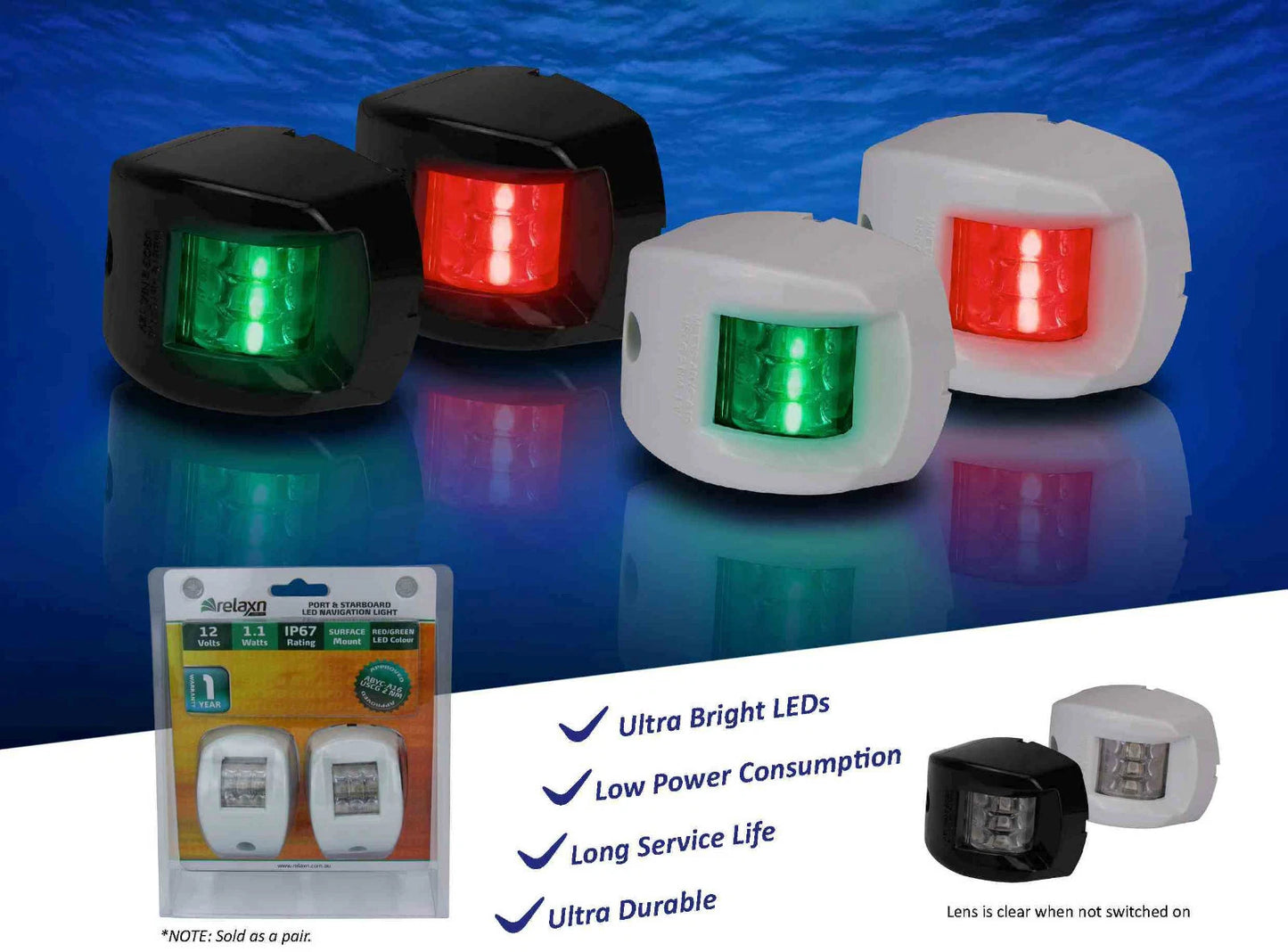 Navigation Lights LED 12V Waterproof for Boat/Marine - Port/Starboard