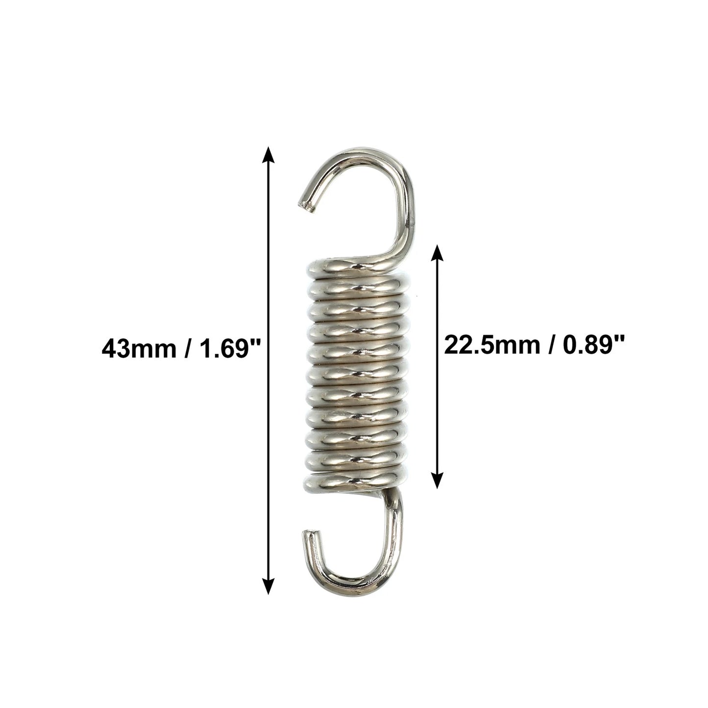 8 x 43mm 1.69" Motorcycle Exhaust Pipe Spring with U Shape Hook Silver Tone