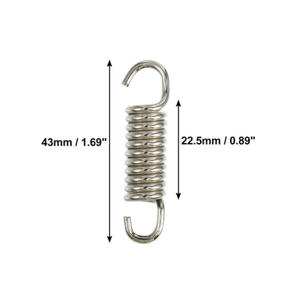 8 x 43mm 1.69" Motorcycle Exhaust Pipe Spring with U Shape Hook Silver Tone