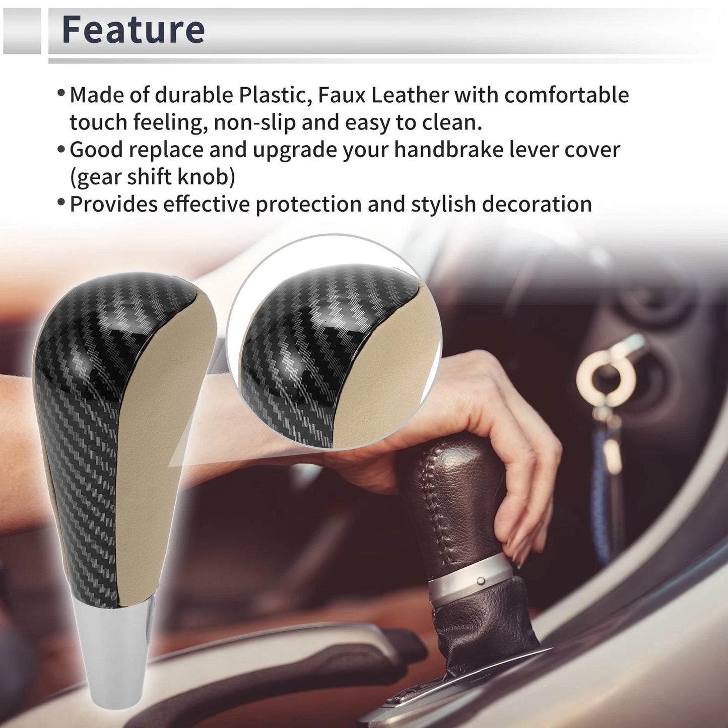 Gear Shift Knob Plastic Faux Leather for Toyota Corolla (2005–2019)