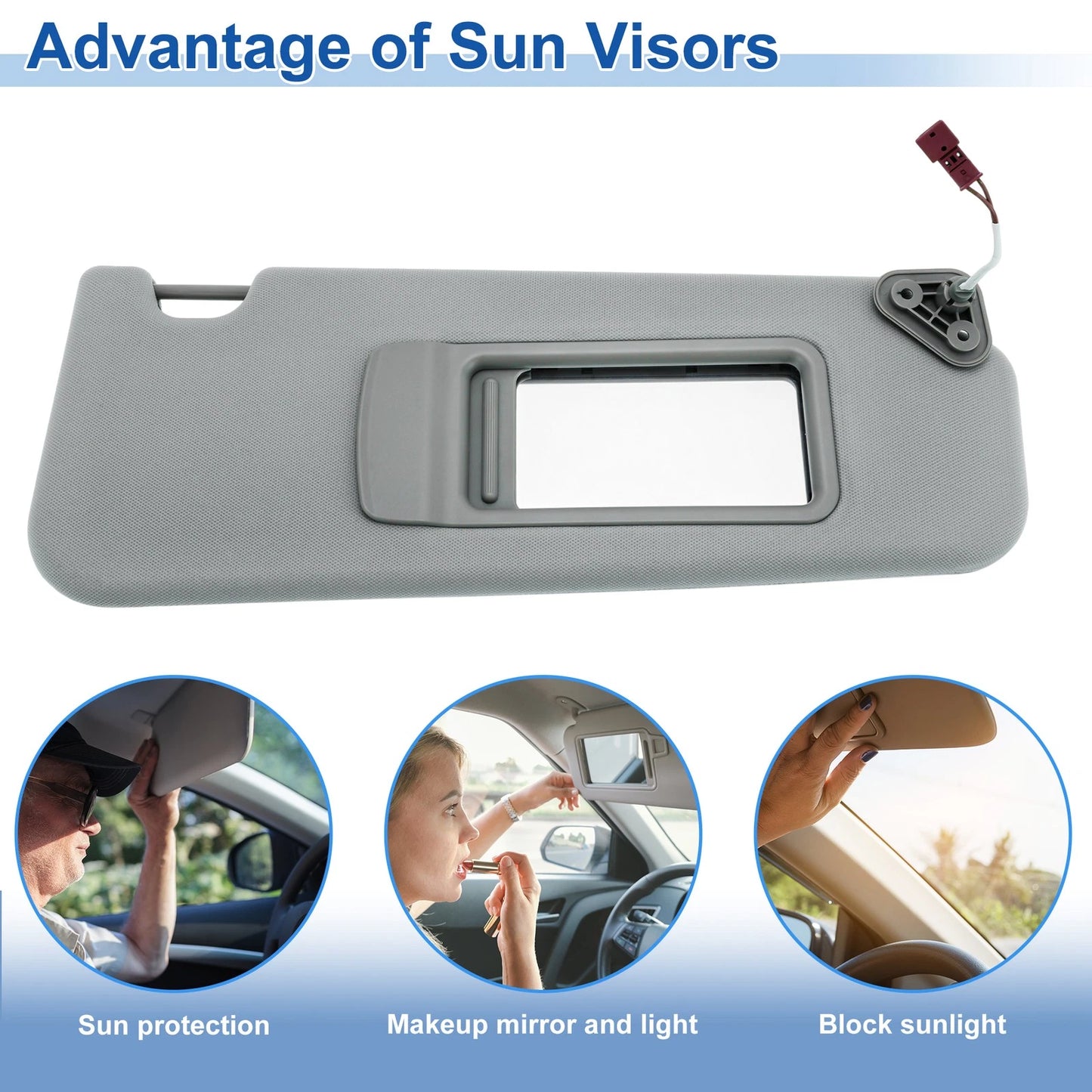 Right Side Sun Visor for BMW 3 Series E90 Sedan (2007-2013) Gray