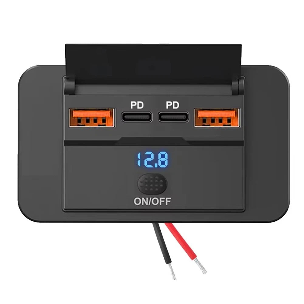 12V USB Outlet 4-Port Car Charger with Dual PD3.0 & QC3.0