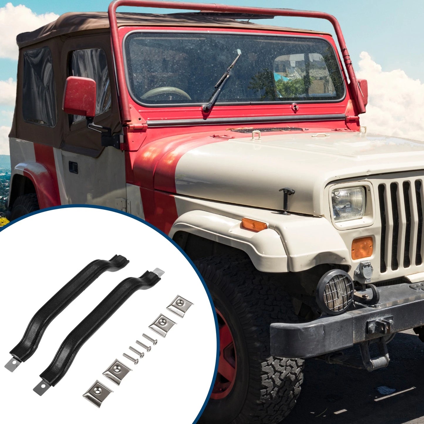 Front Left Right Side Interior Door Handle Pull Strap Kit for Jeep Wrangler (2007-2018)
