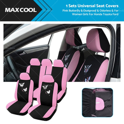 Universal Pink Car Seat Covers  Butterfly for Sedan Truck SUV