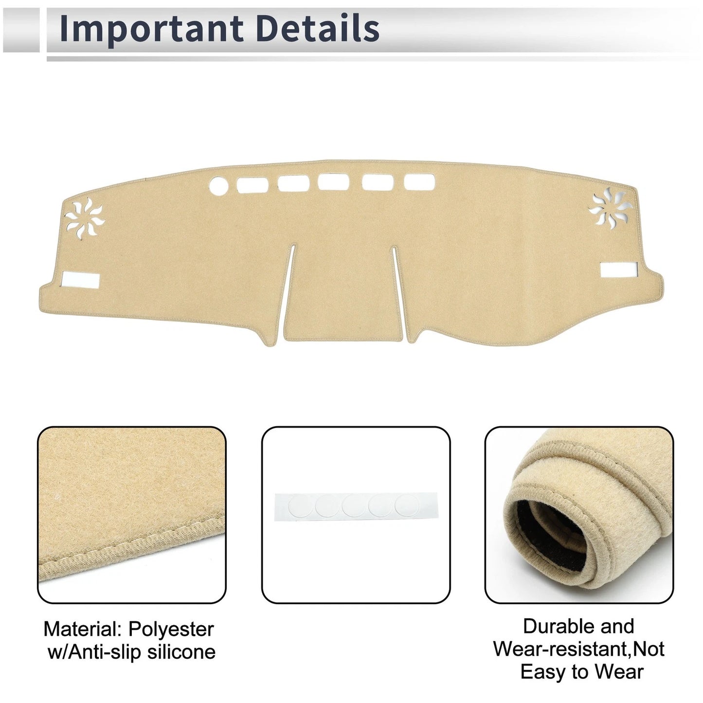 Dash Cover Mat Beige Sun Protector Pad for TOYOTA RAV4 XA50 (2020–2024)