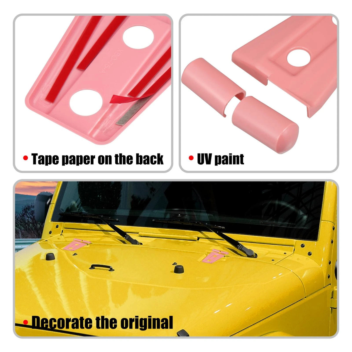 2 x Engine Hood Hinge Covers for Jeep Wrangler 2-Door/4-Door (2007-2018)