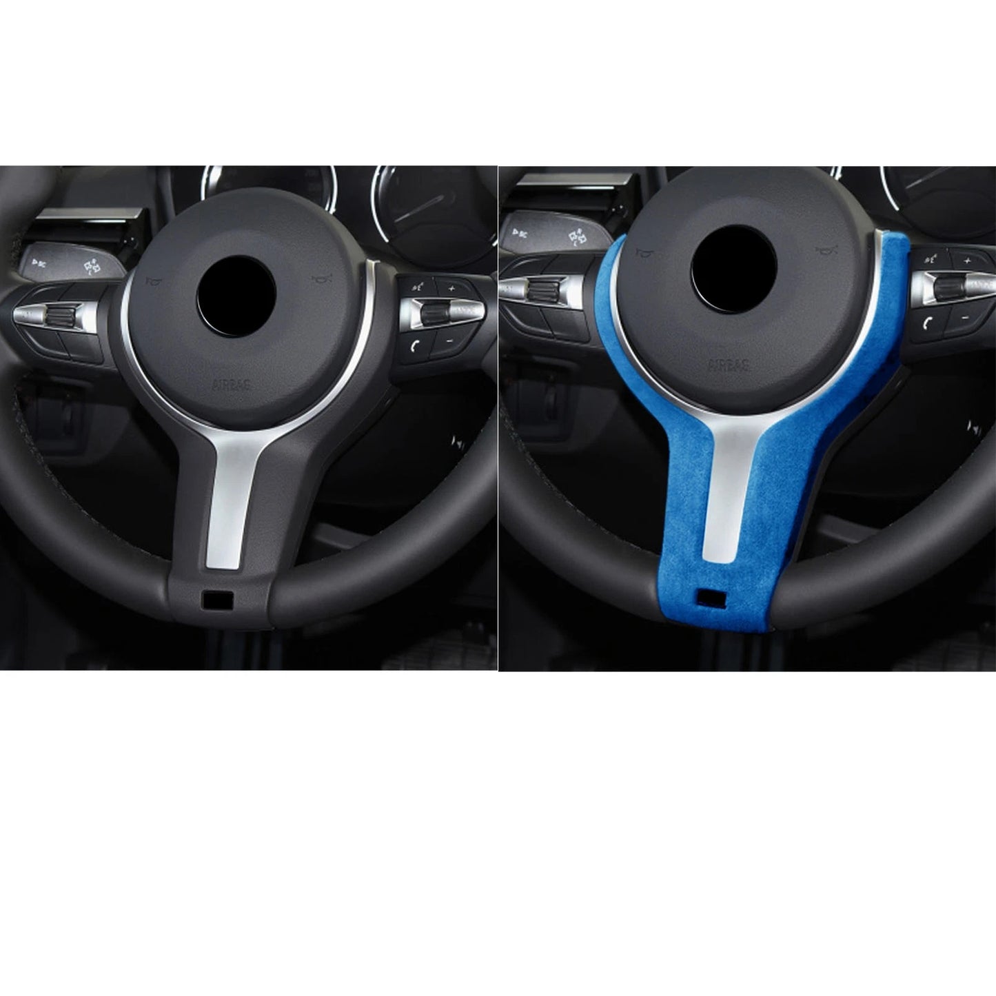 1x Blue Leather Steering Wheel Cover Trim for BMW F20 F22 F30 F32 F10 F15 (2011-2020)