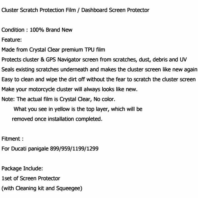Scratch-Resistant Screen Protector Film for DUCATI PANIGALE (2012-2023)