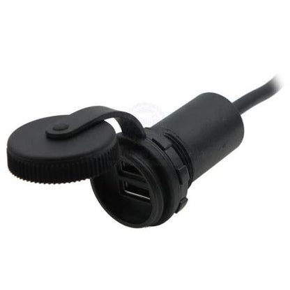 Power Socket Dual USB-A Flush Mount Black Waterproof Cover 12V/24V