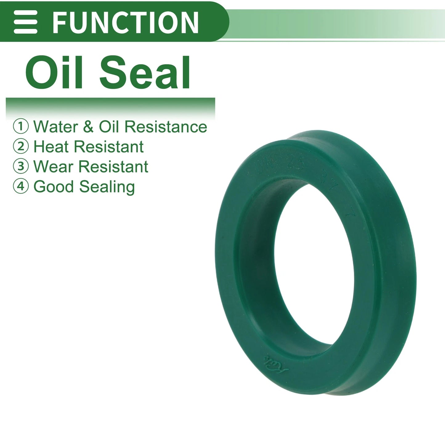 Oil Seal 25x37x7mm Seal Ring Rotary Shaft Seal TPU High Pressure Green 5 x