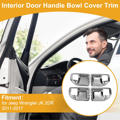 Interior Door Handle Bowl Cover Trim for Jeep Wrangler JK 4DR (2011-2017)