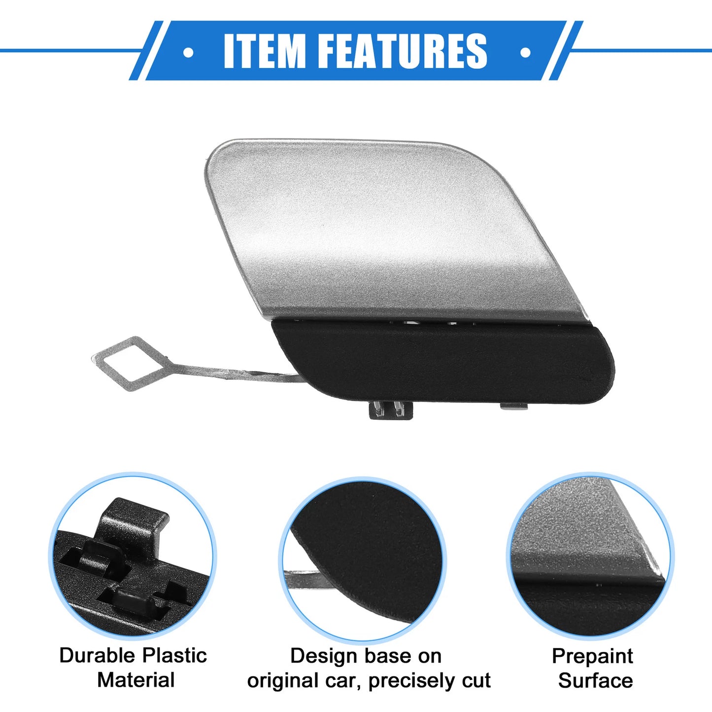 Car Rear Bumper Tow Hook Cap for Mercedes-Benz E450 (2019-2020) Silver Tone