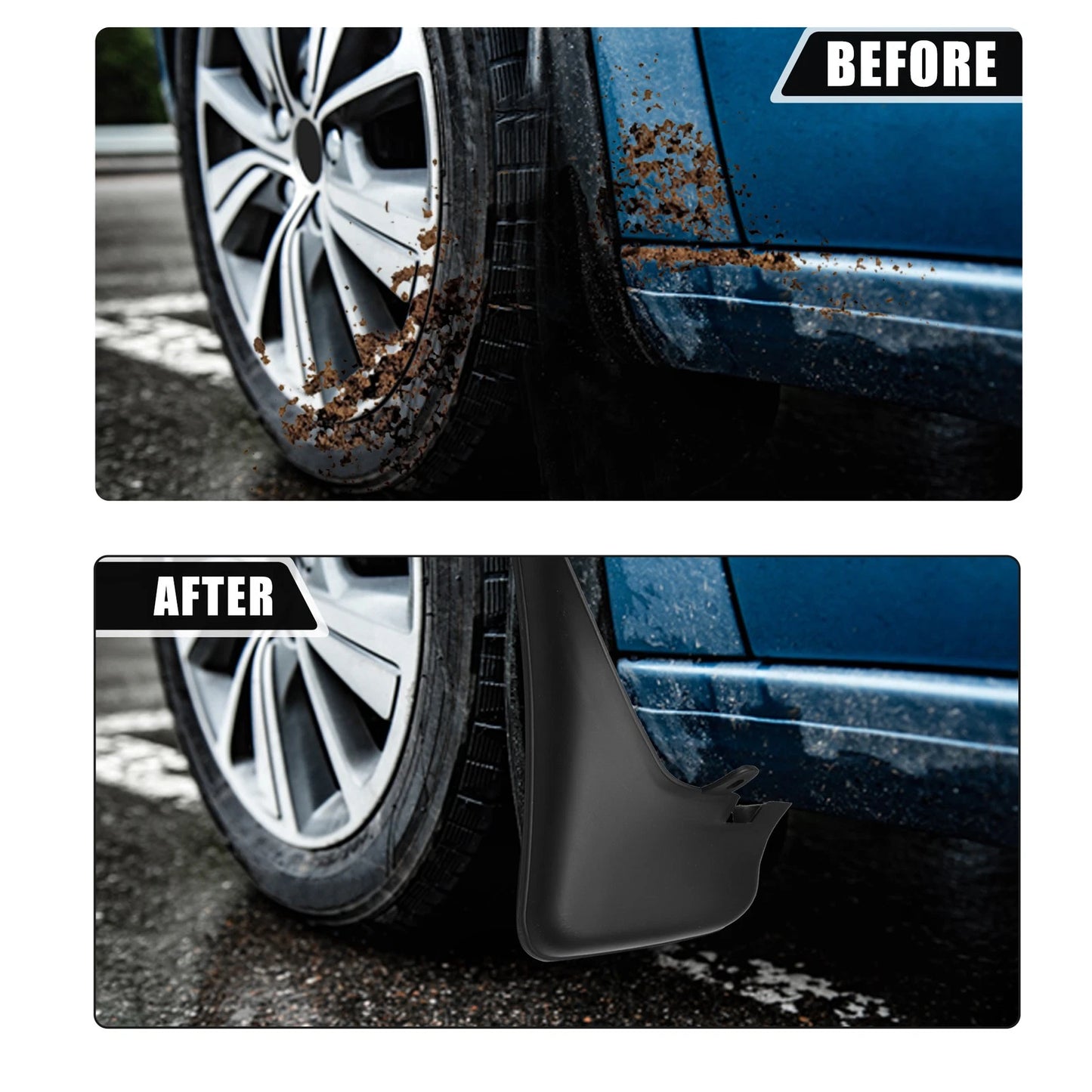 Mud Flaps for Toyota Corolla Splash Guards Black 1 Set (Fits Various Years)