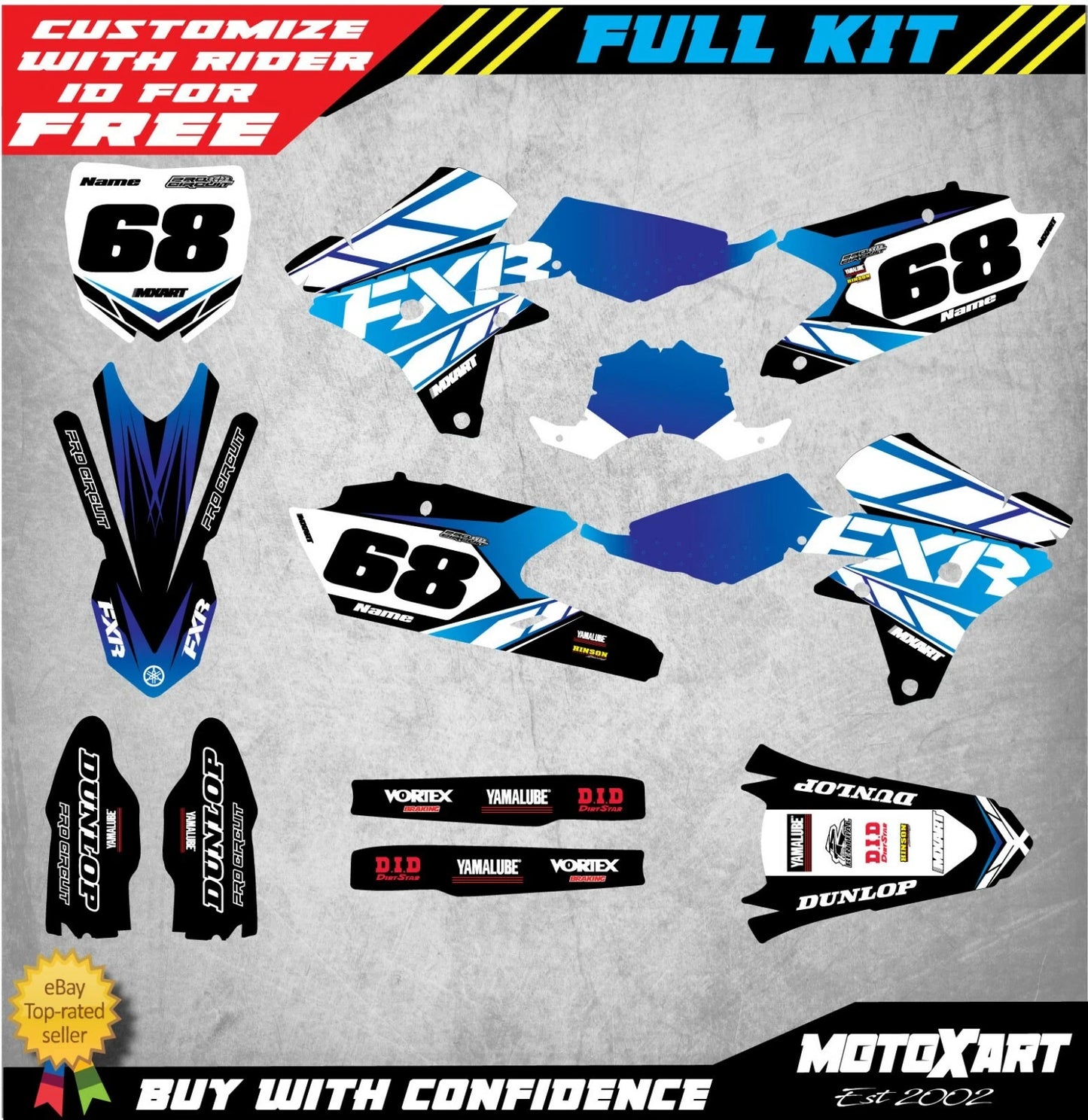 Custom Graphics Full Kit for Yamaha YZF 450 (2014-2017) OUTLAW STYLE Stickers