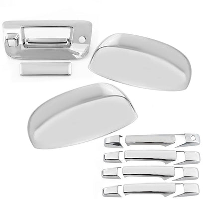 Top Mirror + 4 Door Handles + Tailgate Cover for 07-13 Chevy Silverado